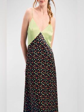 Terez New York women’s medium fruit salad colorblock satin maxi dress vacation